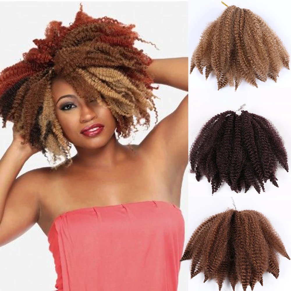Short Marley Braids Crochet Hair 8 Inch Afro Kinky Twist Crochet Hair Braids Synthetic Kinky Marley Twist Hair Extensions