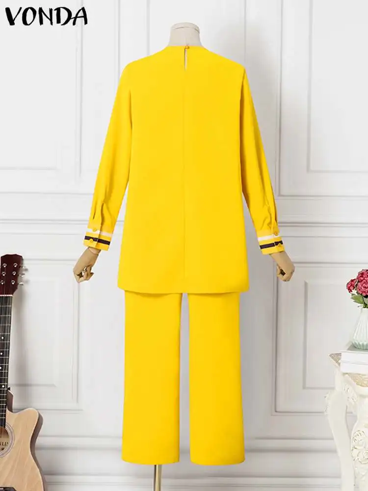 Элегантные женские брючные комплекты размера плюс 5XL VONDA с богемным принтом Топ