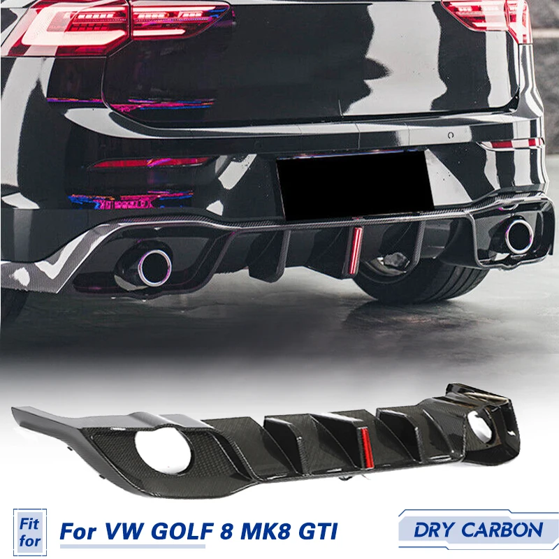 

Rear Bumper Diffuser Lip Dry Carbon Fiber For Volkswagen VW Golf 8 MK8 GTI 2021 2022 Car Rear Diffuser Lip Chin Spoiler