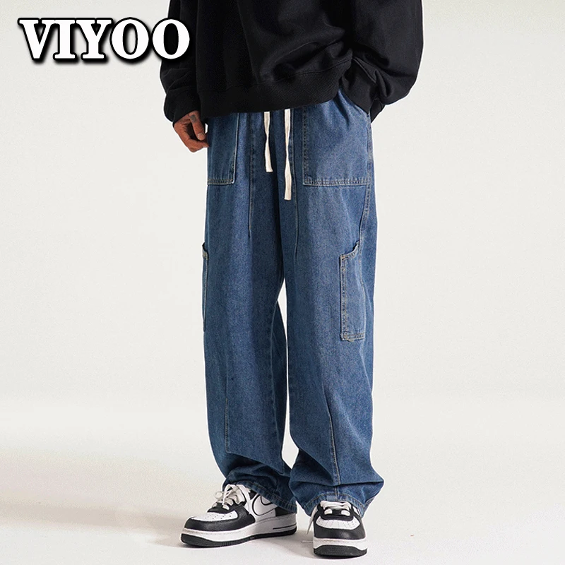 Women's Fashion Y2K Clothes White Jeans Men Wide Baggy Printed Denim Pants For Women Straight Trousers Teachwear Streetwear