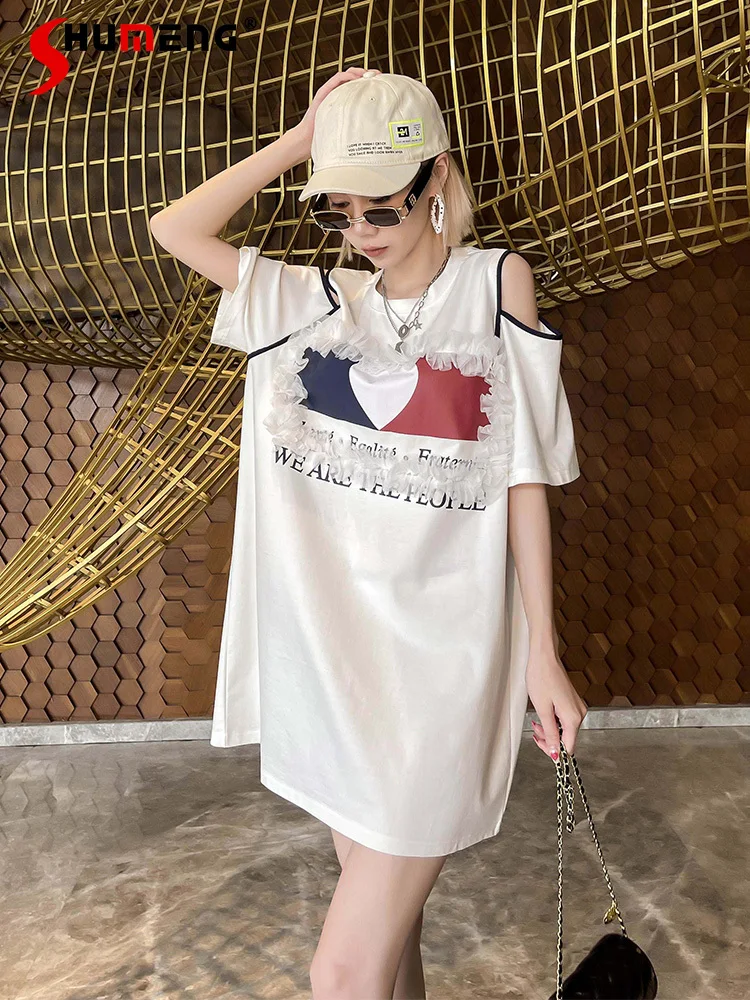 White Sweet Spicy Style European 2022 Summer Women's High-Grade Dress Ladies Fashion Elegant Sexy Sliimming Above Knee Dress