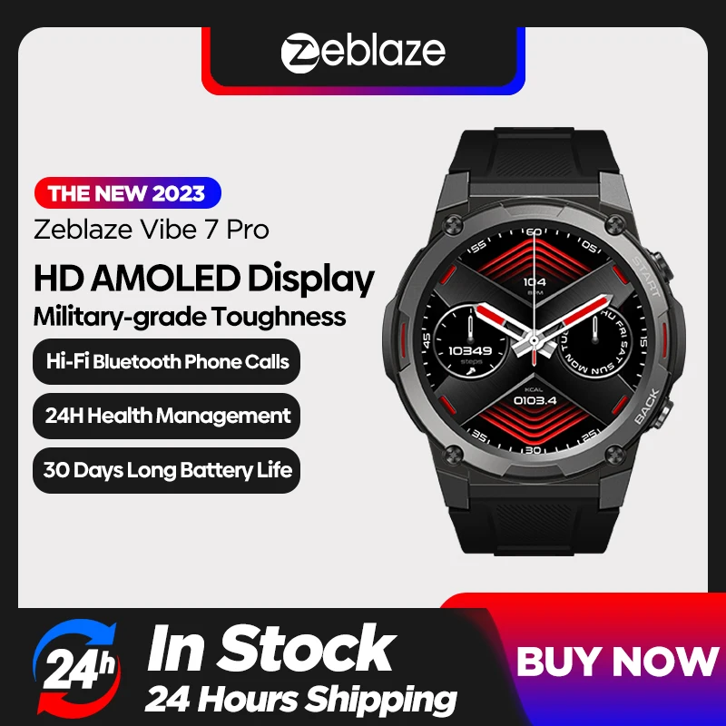 

[2023 World Premiere]Zeblaze Vibe 7 Pro Smart Watch 1.43'' AMOLED Display Hi-Fi Bluetooth Phone Calls Military-grade Toughness