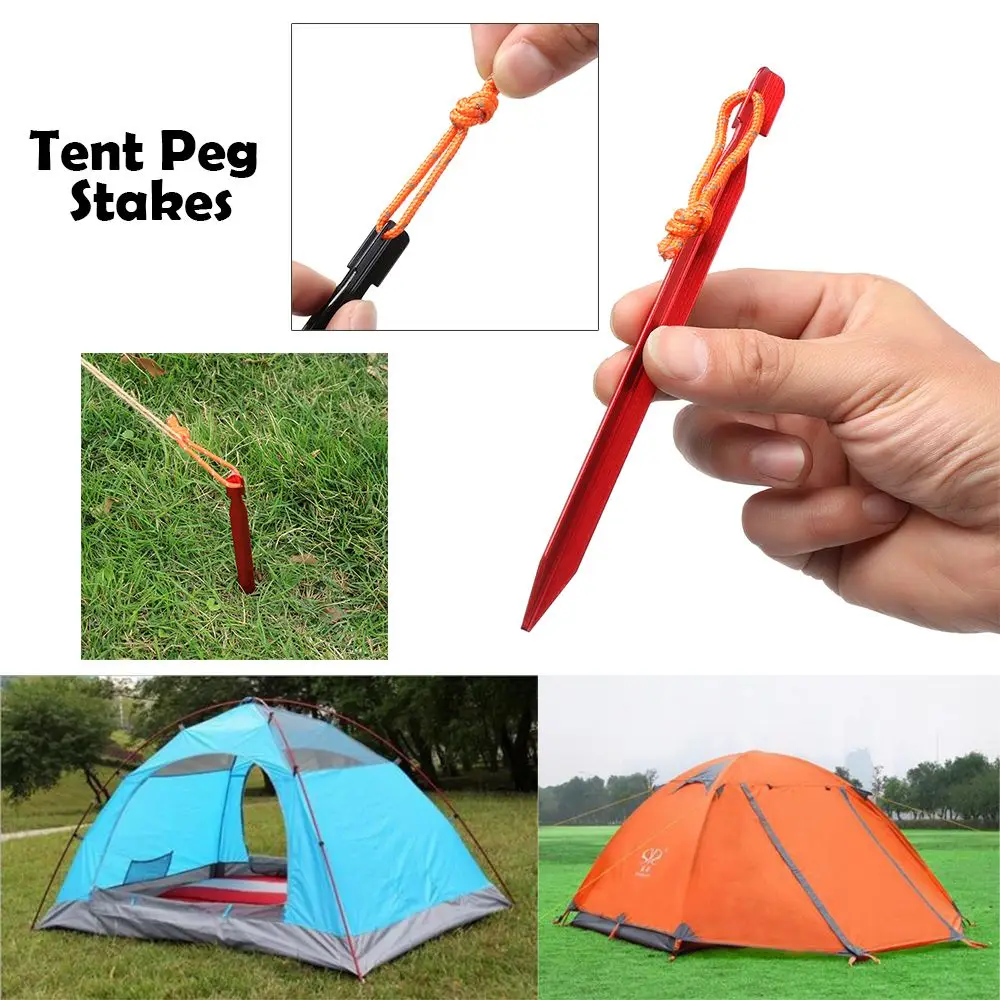 

5/10pcs 18cm Ultralight Portable Red Aluminium Alloy Stake Nail Tent Peg Stakes Camping Hiking Triangular