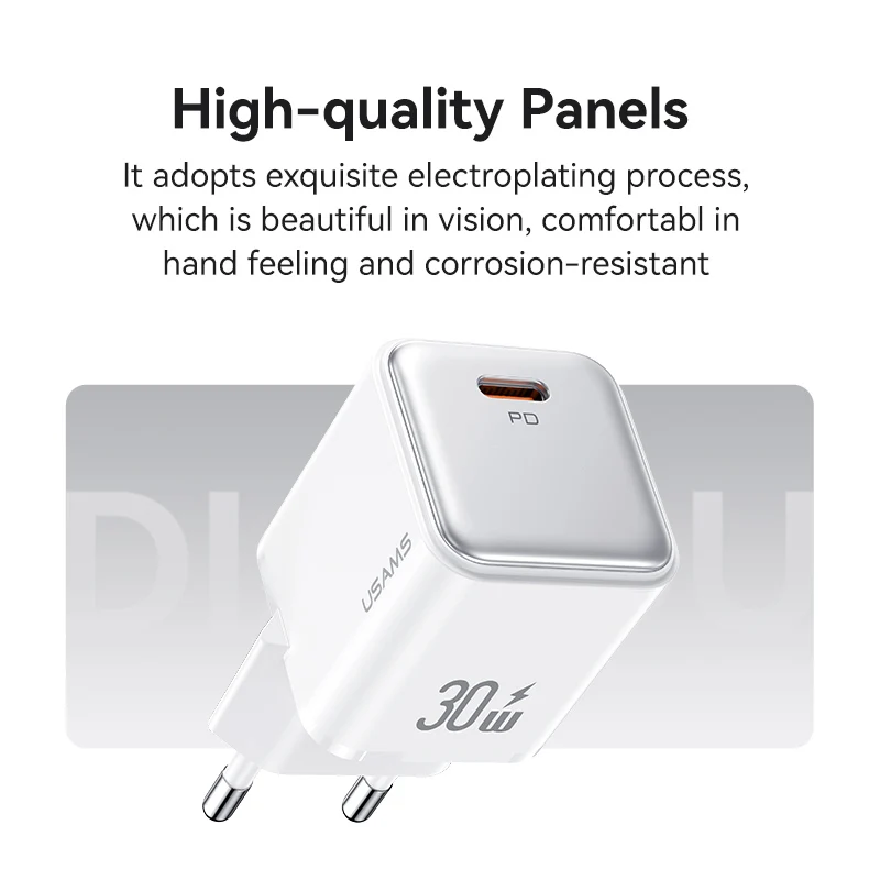 USAMS 30W 20W Dual Portable Fast Charger EU Plug Type C PD USB Charger With QC 3.0 Quick Chargers For iPhone iPad Xiaomi Samsung