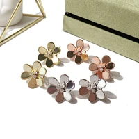 high quality flower earring rose gold and color aaa zircon stud earrings for women brand jewelry