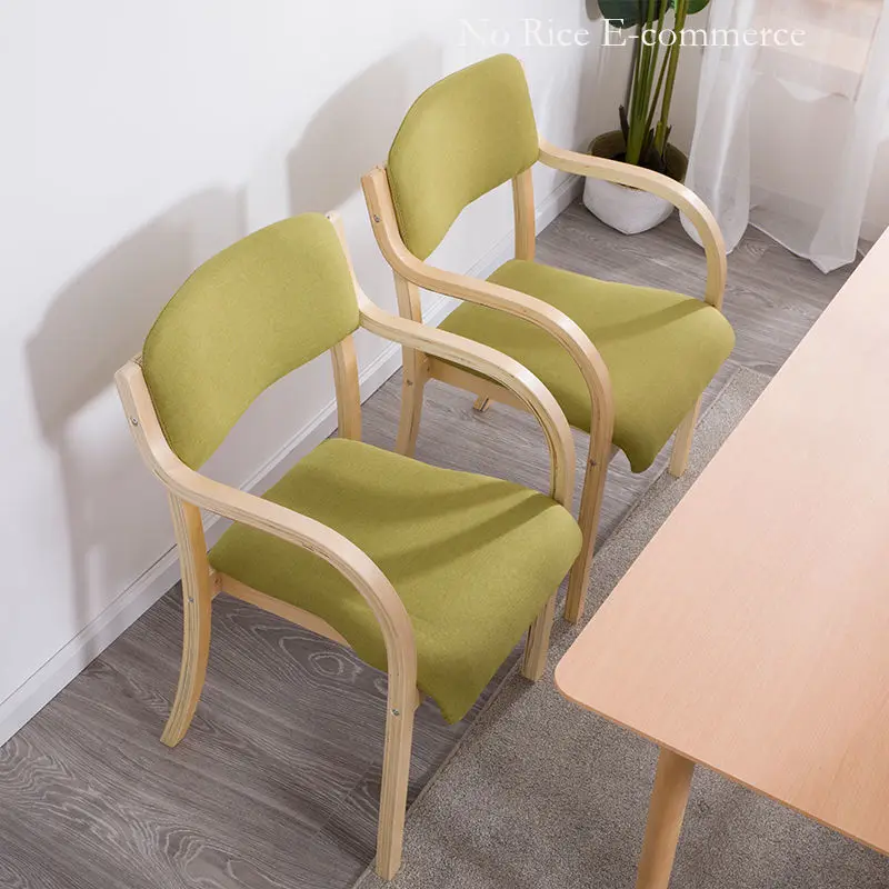 

Современный минималистичный скандинавский твердый обеденный изогнутый деревянный тканевый подлокотник для спинки компьютерный стул для дома офиса