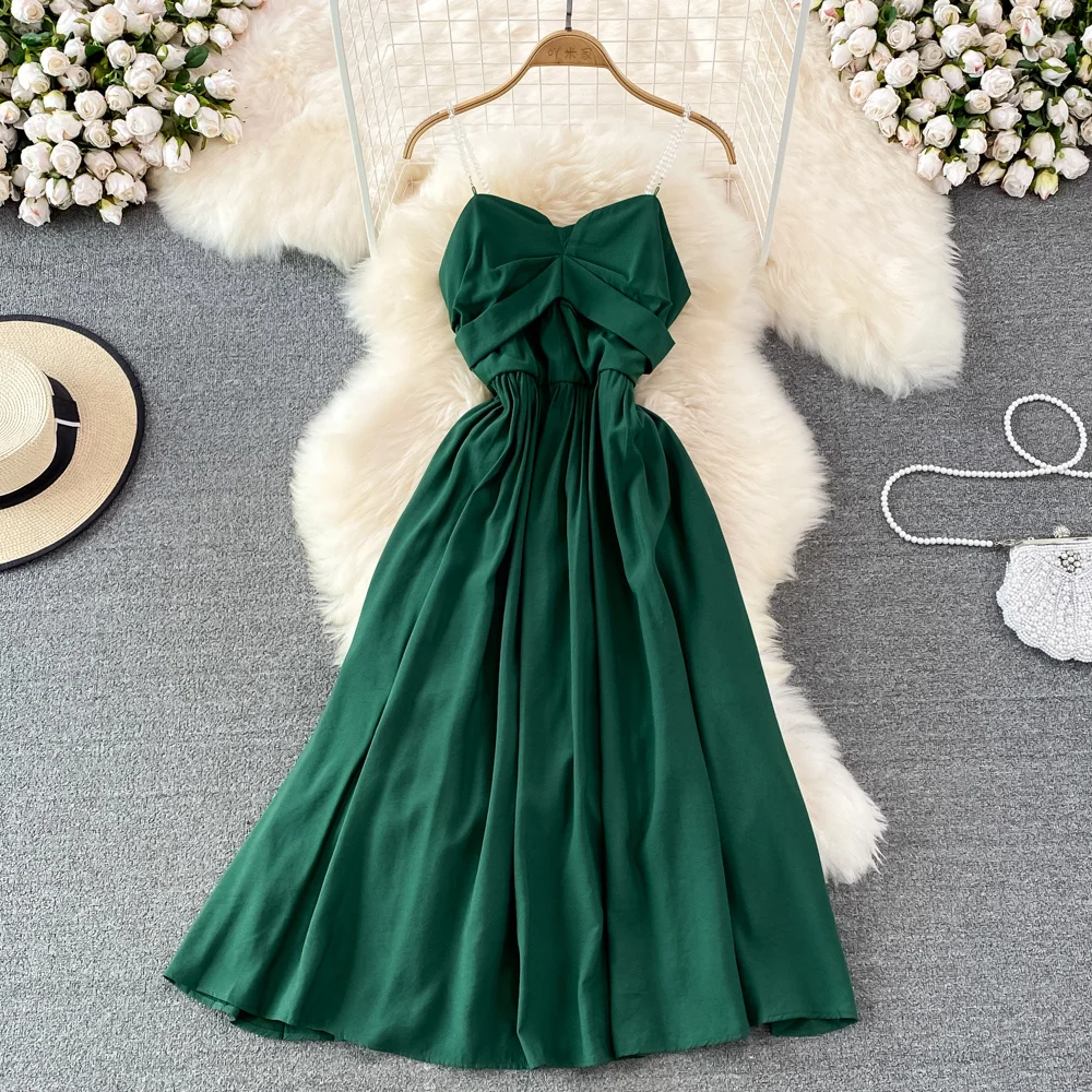

Green Sling Dress For Holiday Women Fashion Backless Crop Purple Saphetti Strap Dress Laides Seaside Holiday Beach Dress Summer