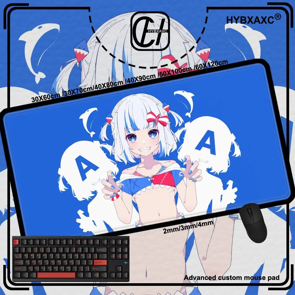 Gawr Gura Hololive Anime Girl teclado mouse pad Gaming mousepad Speed Desk Mat Laptop Mats For Office Carpet Acces