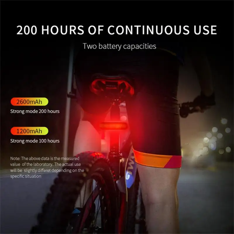 

Rechargeable Warning Light 5 Lighting Mode IPX5 Waterproof Bicycle Tail Light 2600mah Night Riding Equipment 1200mah