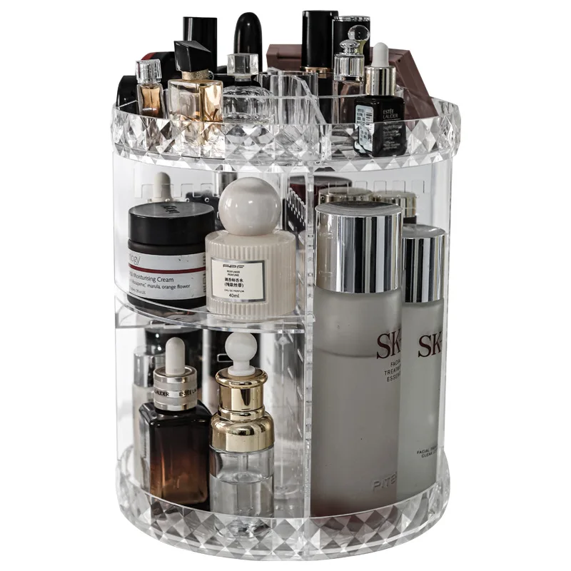 Вращающийся органайзер для макияжа Регулируемая прочная вращающаяся полка