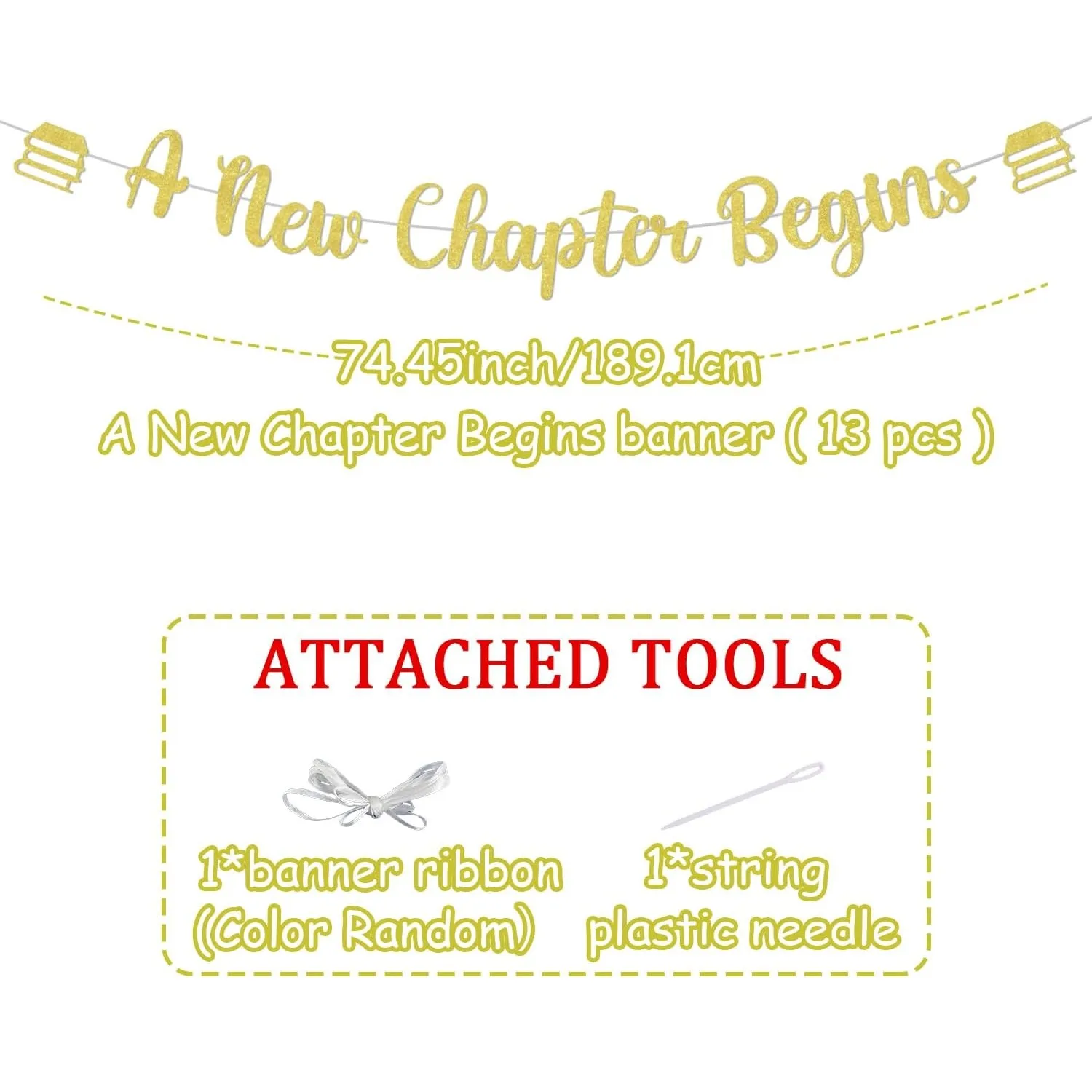 Сюрприз новая глава для начинающих баннер с золотым блеском тема книги украшения