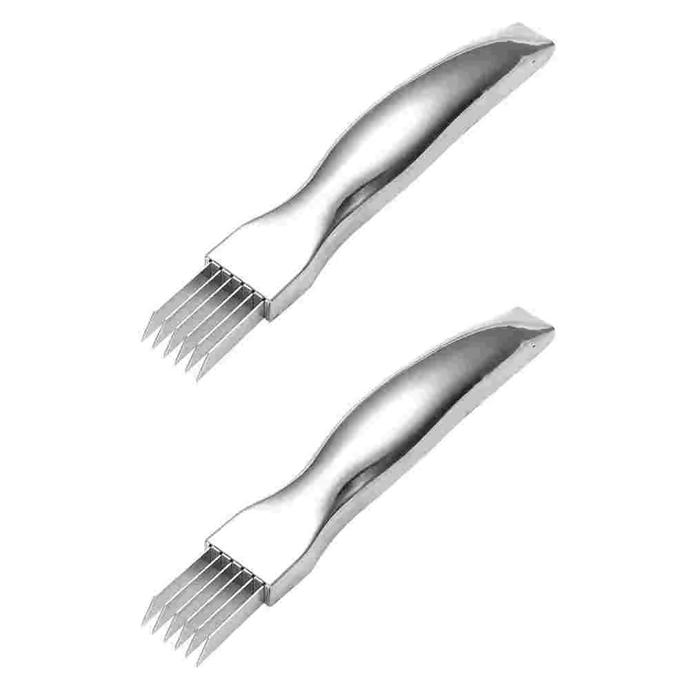 

2Pcs Professional Vegetable Cutters Scallion Cutters Practical Kitchen Tools (Silver)