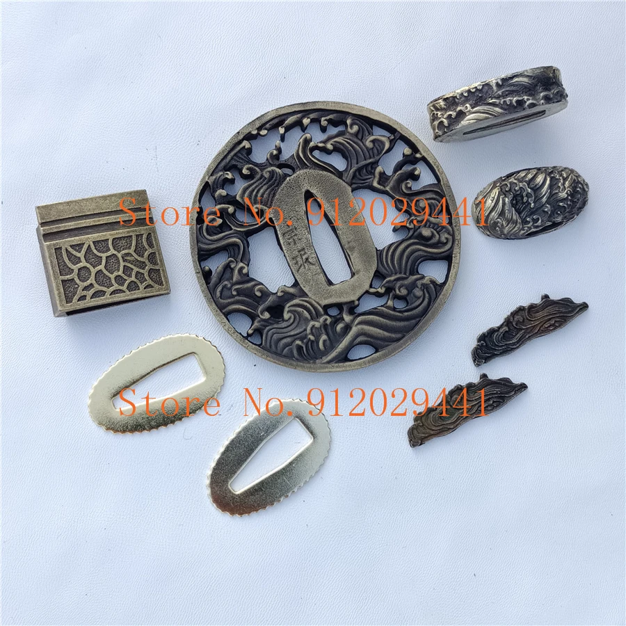 Высококачественная ручка в комплекте фитинги волны Tsuba Menuki Fuchi Кашира хабаки