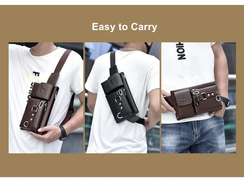 Men's Waist Bags New Sports Shoulderbag Sling Multi-functional Wallet Outdoor Travel PU Messenger bag Cycling Moneybag Purse