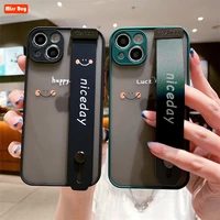 happy luck wrist strap shockproof matte phone cases for huawei p50 p40 p30 pro p20 lite mate 40 30 20 pro honor 60 se pro cover