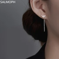 2022 new double v long tassel earrings from france contracted fashion w letter zircon ear line for women wedding jewelry