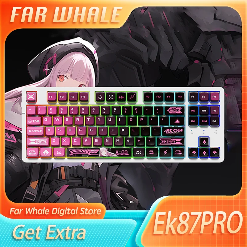 Механическая клавиатура Ek87pro три режима горячая замена 87 клавиш прокладка Pbt