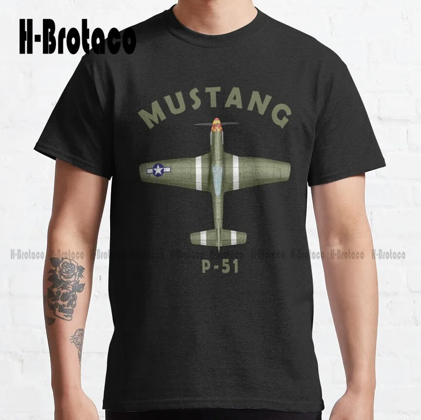 

Классическая мужская футболка с надписью «The P-51 Mustang», модная футболка, летняя дышащая хлопковая футболка, оригинальный подарок, Новинка
