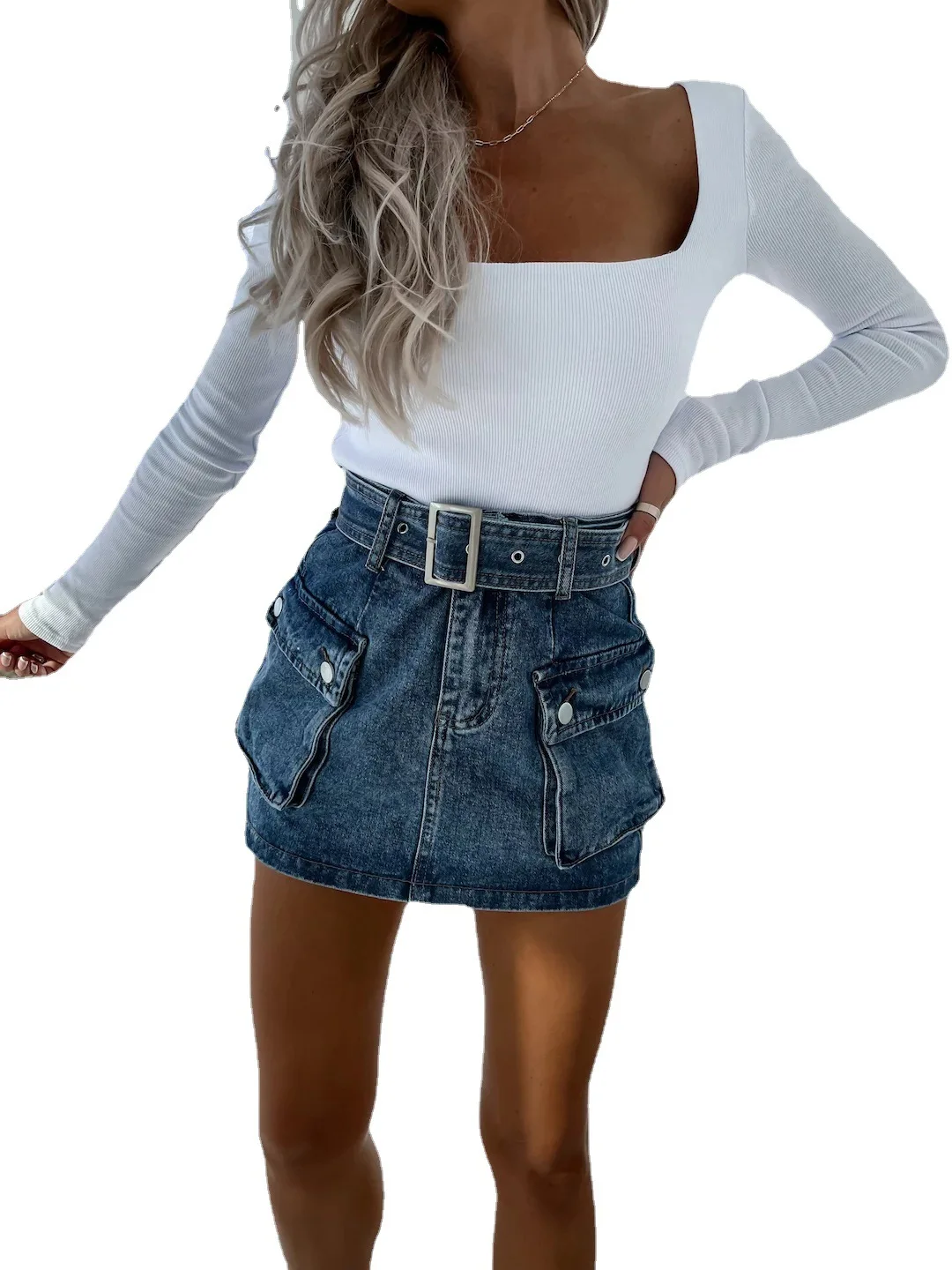 

2023 New Arrival Women Slim A-line Pockets Mini Skirts