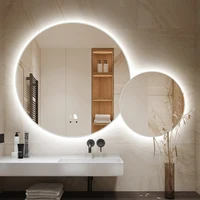 Round Makeup Led Mirror Shower Body Light Nordic Dressing Table Wall Mirror Decor Backlight Shaving Espelhos Com Luzes Miroir