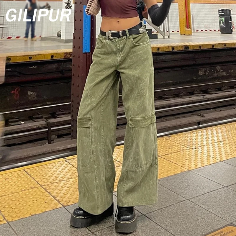 

Джинсы женские в американском стиле, модные прямые брюки из денима с широкими штанинами, в уличном стиле 90-х годов, с завышенной талией, Y2k