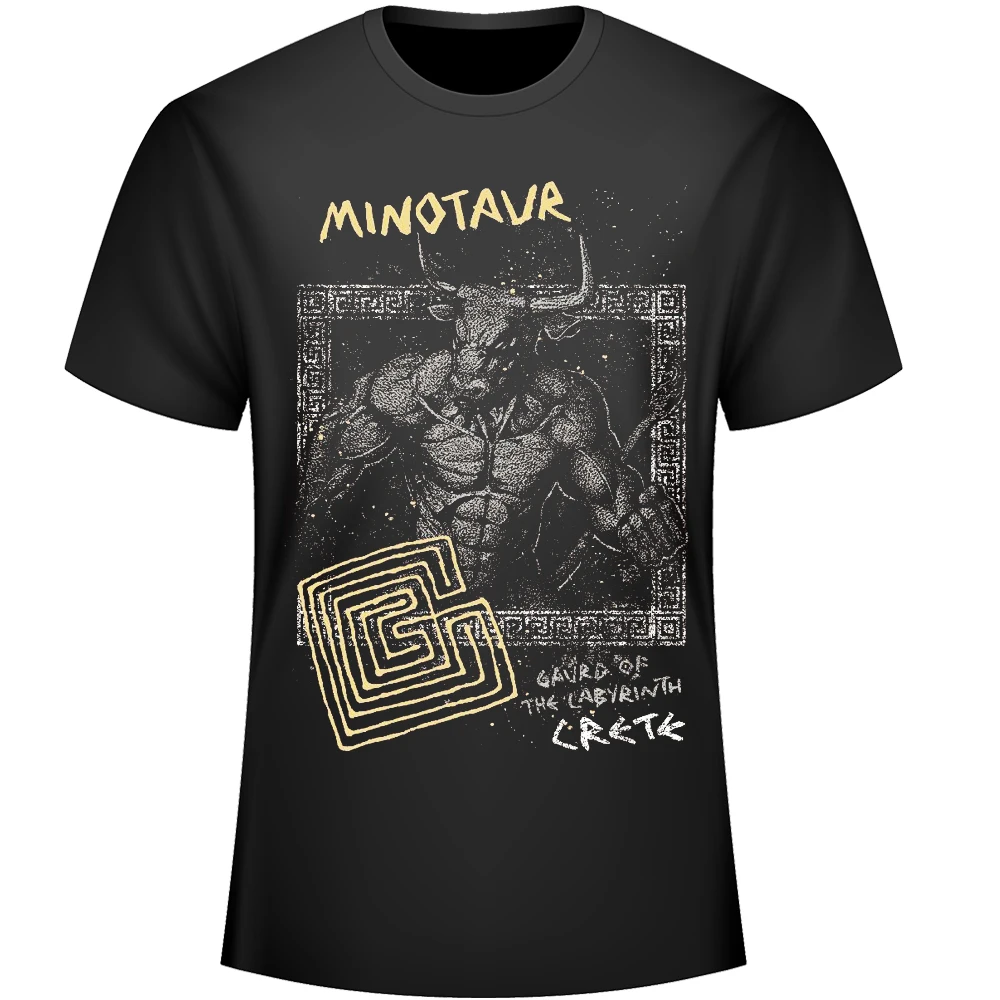 

Greek Myths Theme Guard of The Labyrinth Minotaur Casual T-Shirt. Summer Cotton Short Sleeve O-Neck Mens T Shirt New S-3XL