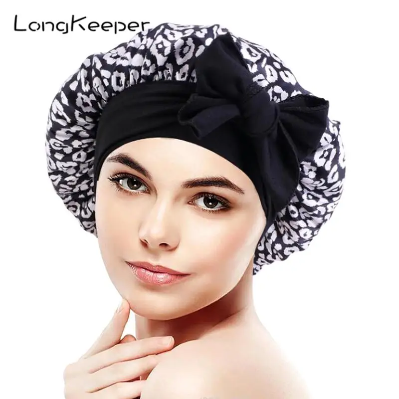 

Female Hairdressing Shower Cap Satin Round Cap Sleep Hat Silk Satin Bonnet Cap Head Cover Elastic Large Satin Sleep Bonnet
