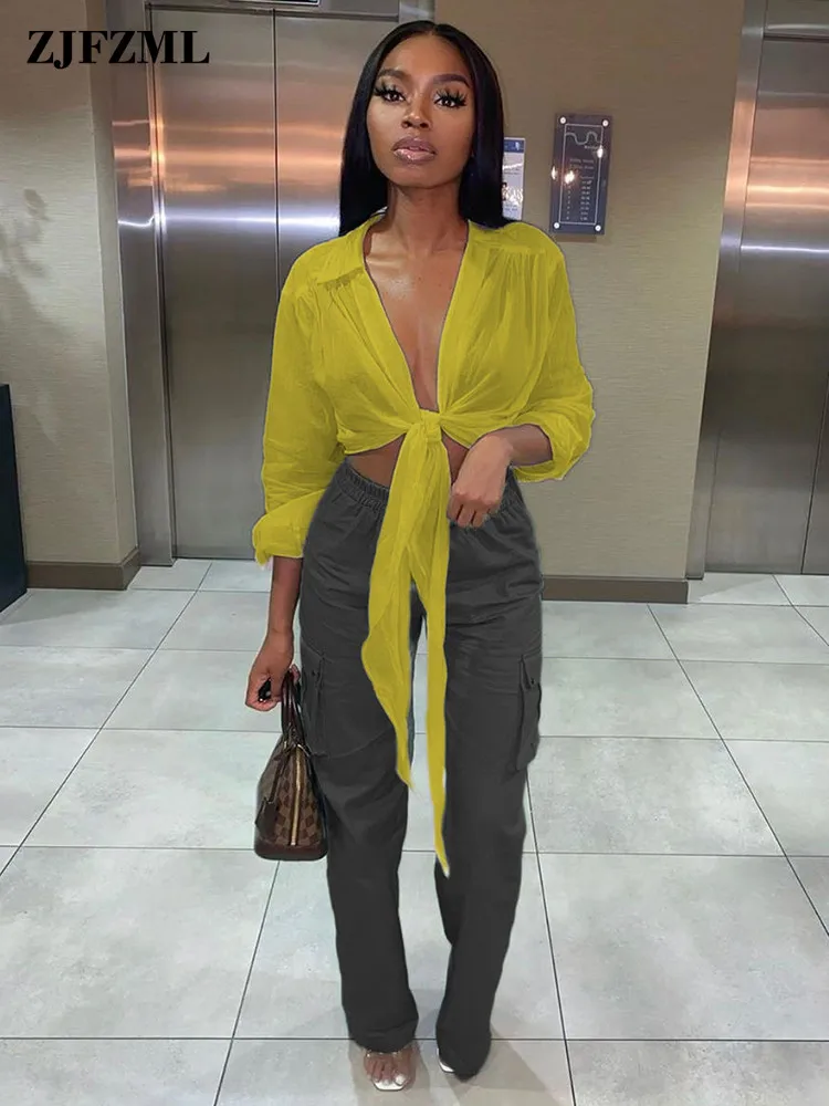 Однотонная уличная одежда с завязками укороченная блузка топы женские пикантные