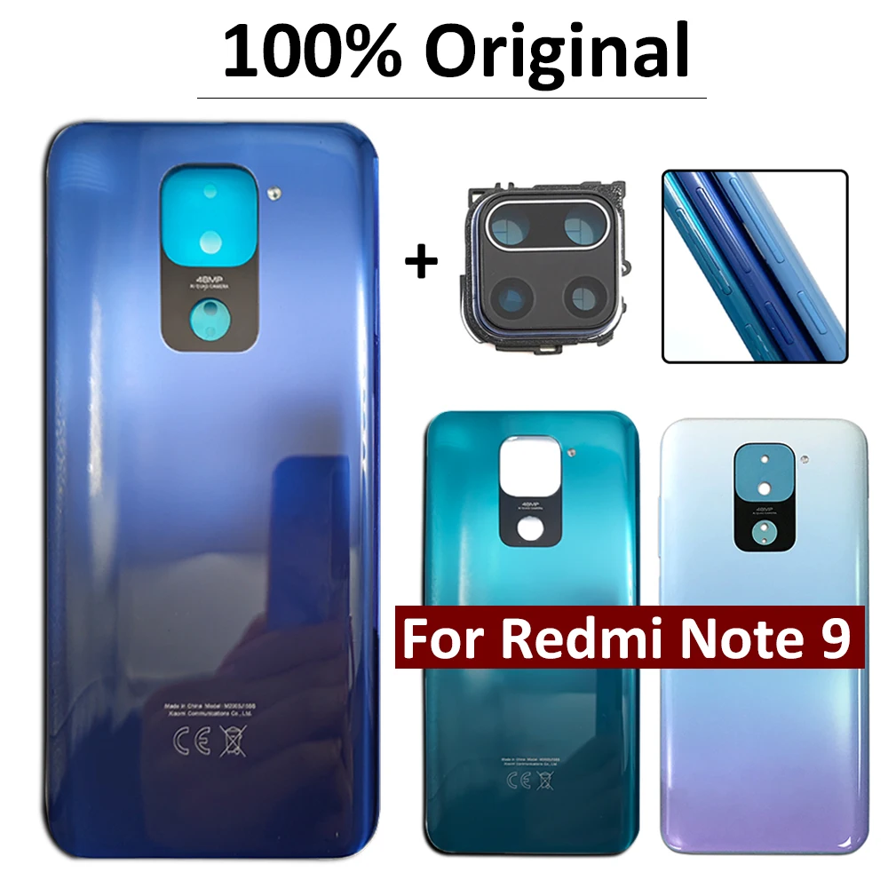 Original For Xiaomi Redmi Note 9 Back Battery Door Rear Housing Cover Case With Camera Glass Lens