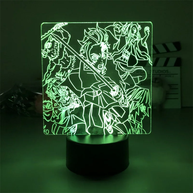 

Demon Slayer Kisatsutai Led Night Lamp Alarm Clock Base Light 7 Color Projector Touch Sensor Living Room Japanese Anime Manga