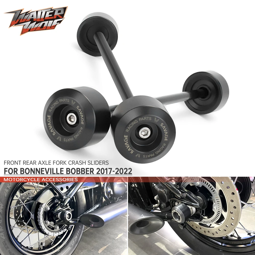 

For Bonneville Bobber 2017-2022 Front Rear Axle Fork Crash Sliders Motorcycle Accessories Wheel Hub Block Protection Moto LOGO