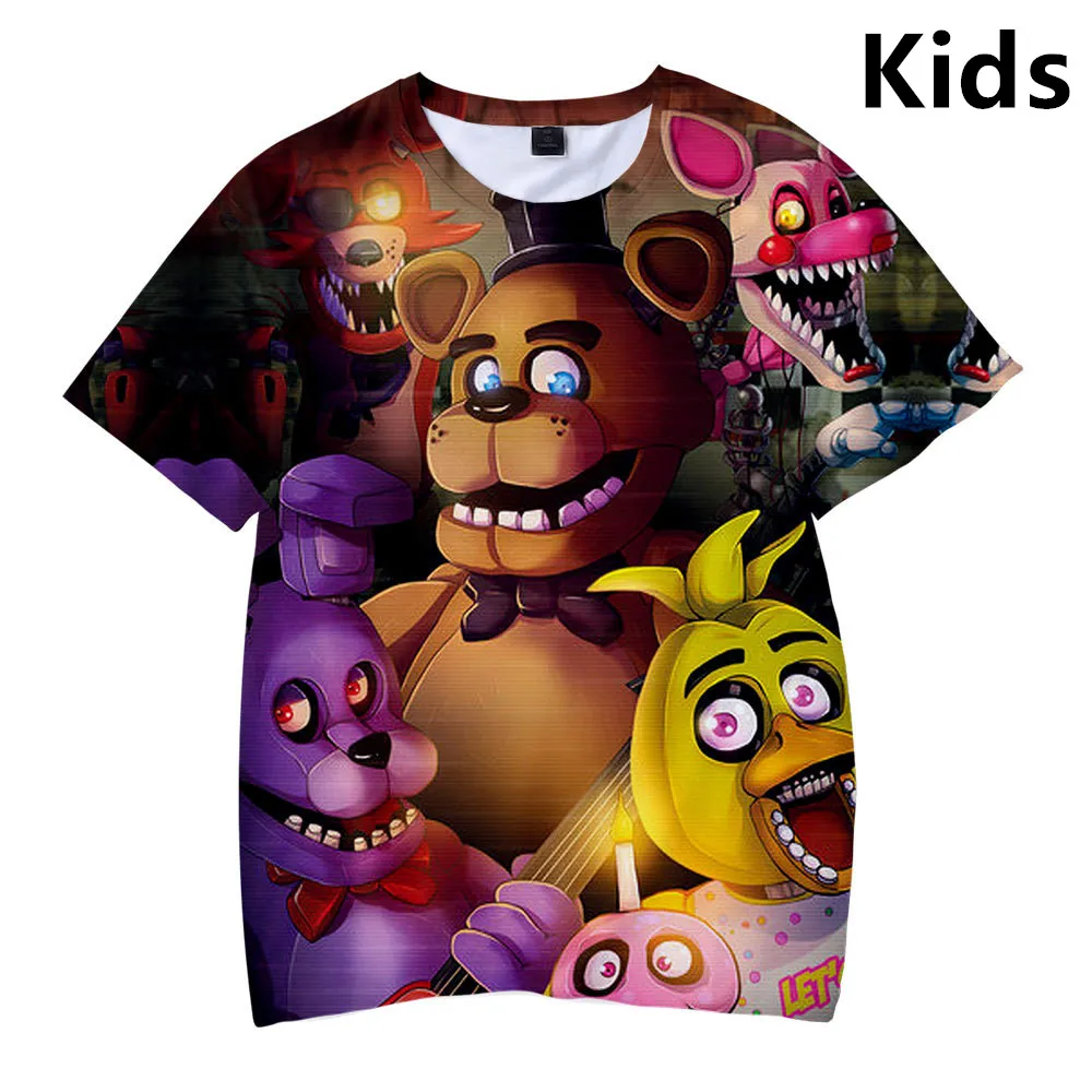 

Футболка детская с 3D-принтом «пять ночей у FNAF», рубашка с рисунком медведя из аниме для мальчиков 3-14 лет, уличная одежда