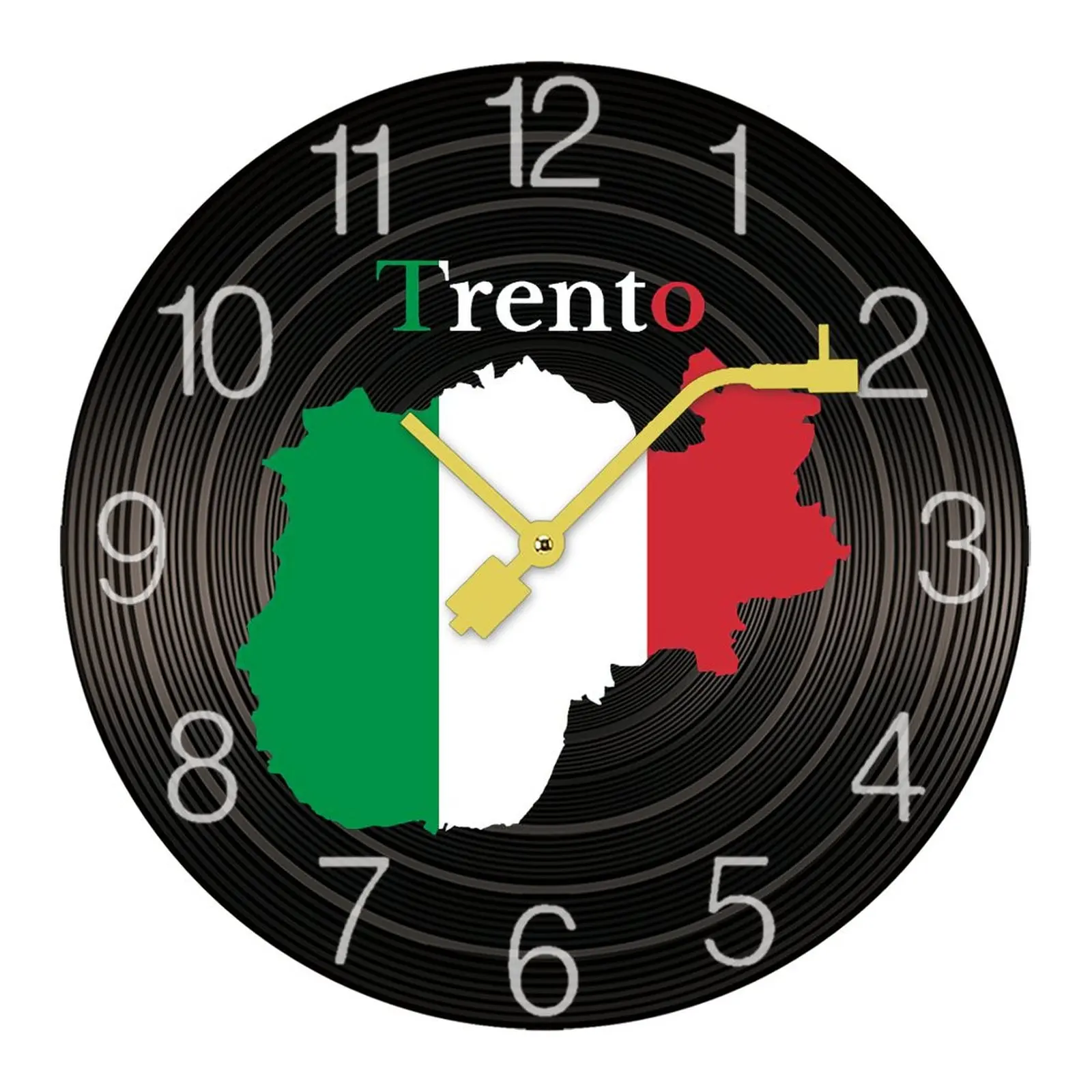 

Home Decoration New Province of Trento Map Italian Province DIY Mute Record Wooden Wall Clock Graphic Vintage Laundry Room Time