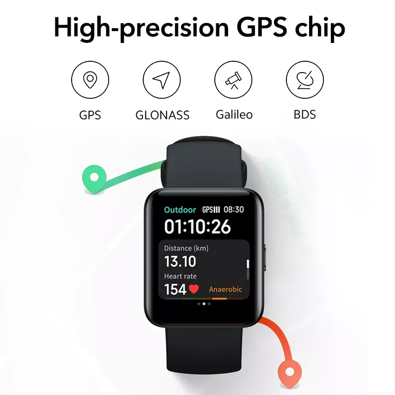 

Global Version Watch 2 Lite Smartwatch 1.55" HD GPS Smart Watch Blood Oxygen Sport Bracelets Bluetooth 5.0 Mi Band