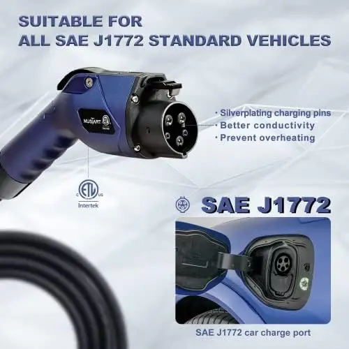 

2 Portable EV Charger (240 Volt, 25ft Cable, 15/25/40 Amp Adjustable) Vehicle Charger Plug-in EV Charging Station with Delay Fu