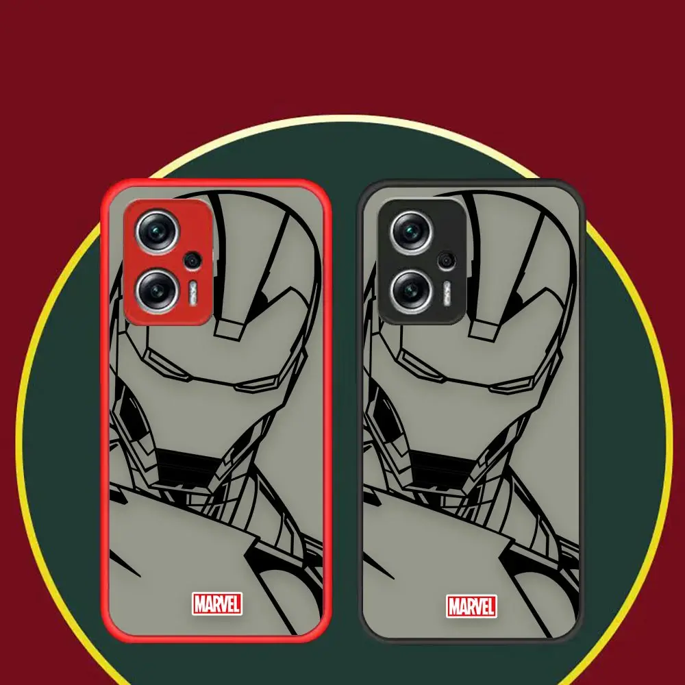 

Marvel Spider-Man Iron Man Sketch Matte Case For Xiaomi 11 11T 12 NOTE 10 LITE POCO F3 M3 X3 M4 X4 F4 C40 GT PRO NFC 4G 5G Case