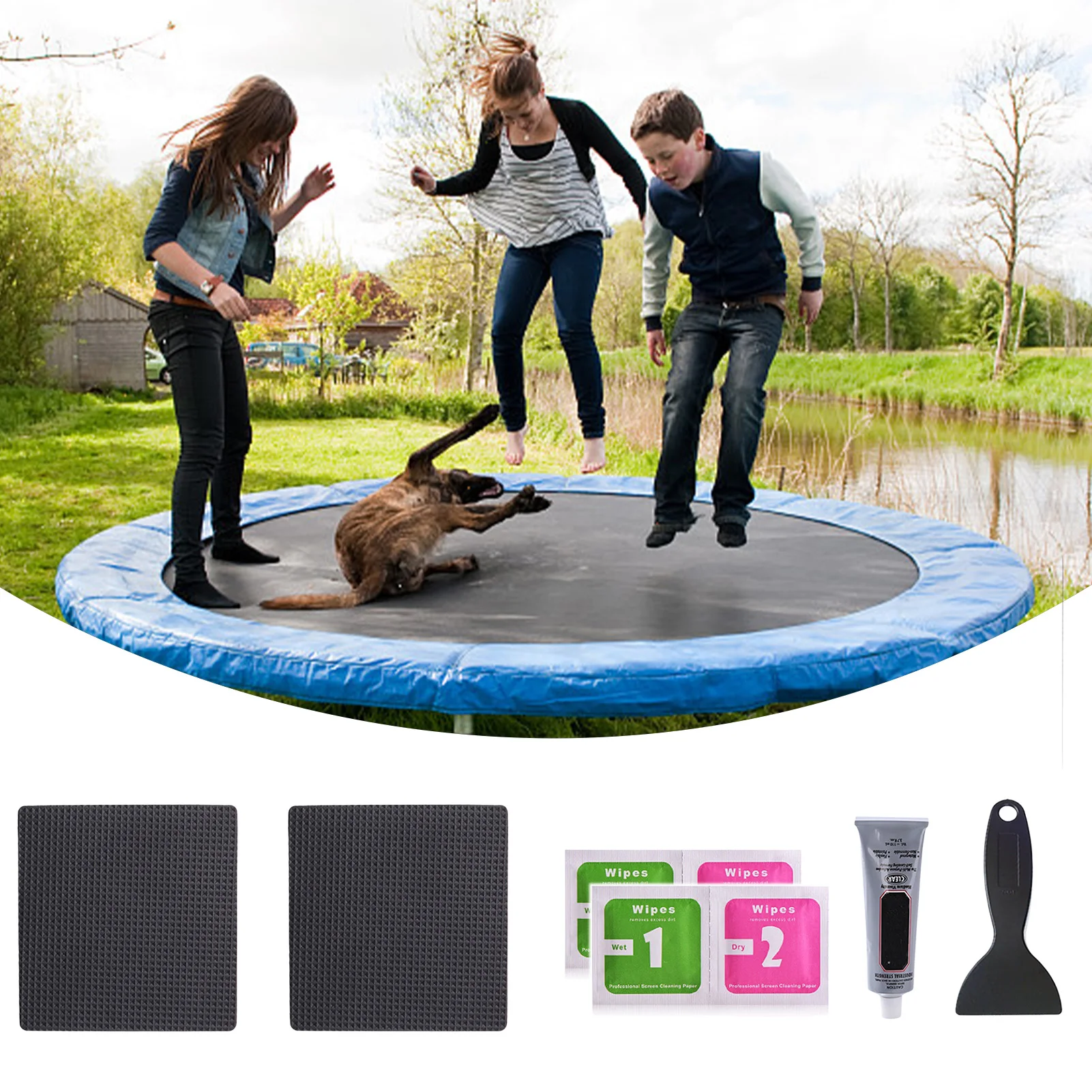 

Trampoline Patch Repair Kit Trampoline Mattress Repair Subsidy Set 4"X 4" Square Waterproof Tent Repair For Repair Mat Tear Hole