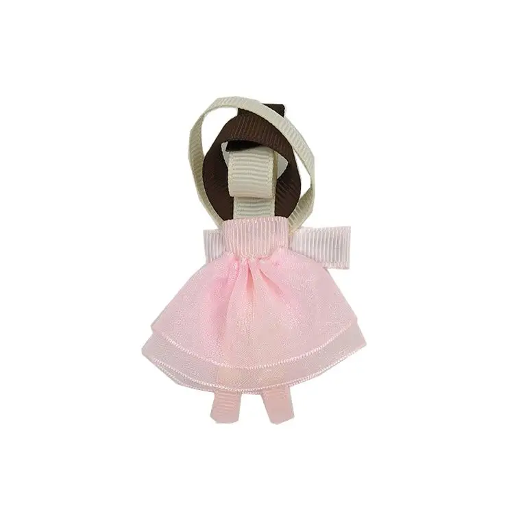 

10pcs 5cm Lovely Pink Ribbon Ballet Girl Princess Sculpture Hair Clip for Kids