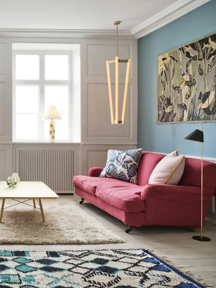 Nordic LED Dimmable Black Brass Geometric Chandelier Pendant Light Suspension Luminaire Lampen Hanging For Living Room