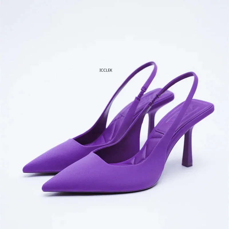 

New Brand Dress Pumps Women Sandal Thin Low Heel 6cm Ladies Fashion Pointed Toe Shallow Slingback Mules Shoes