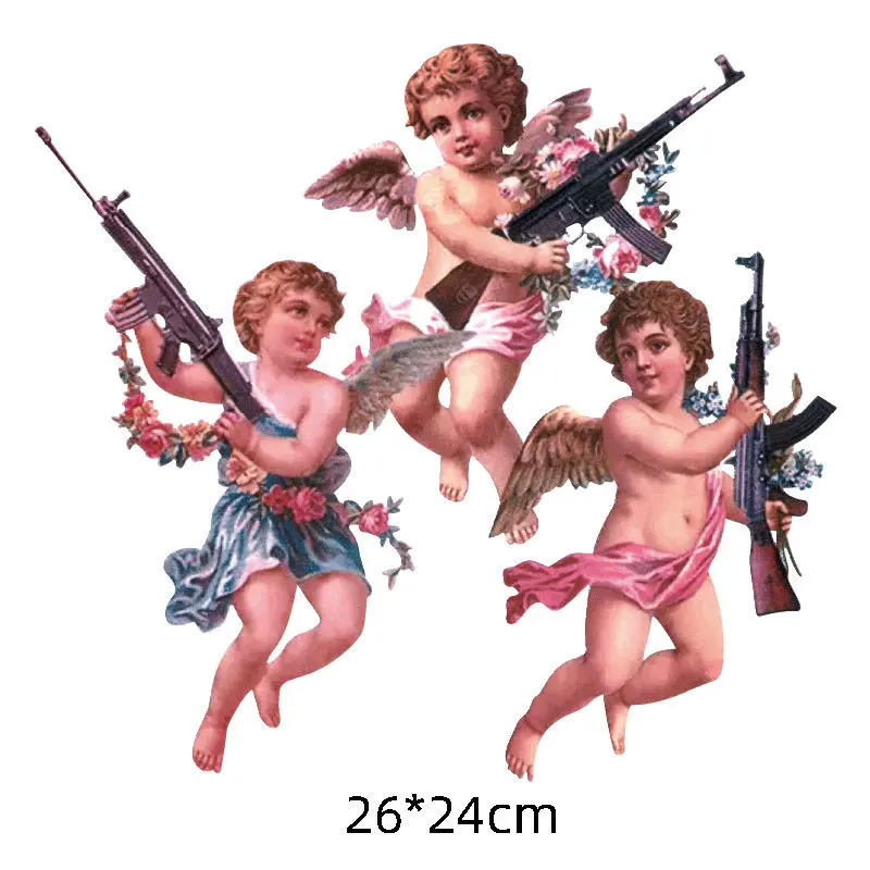 

Military Angel Wings Clothing Thermoadhesive Patches Iron-on Transfers for Clothes Cartoon Cute Angel Thermal Stickers on Dress