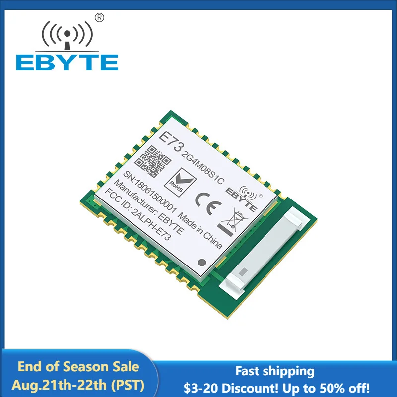 

5PCS EBYTE nRF52840 BLE Module 2.4GHz 8dBm BLE5.0 Micro-size Long Range Wireless Bluetooth Transceiving Module E73-2G4M08S1C