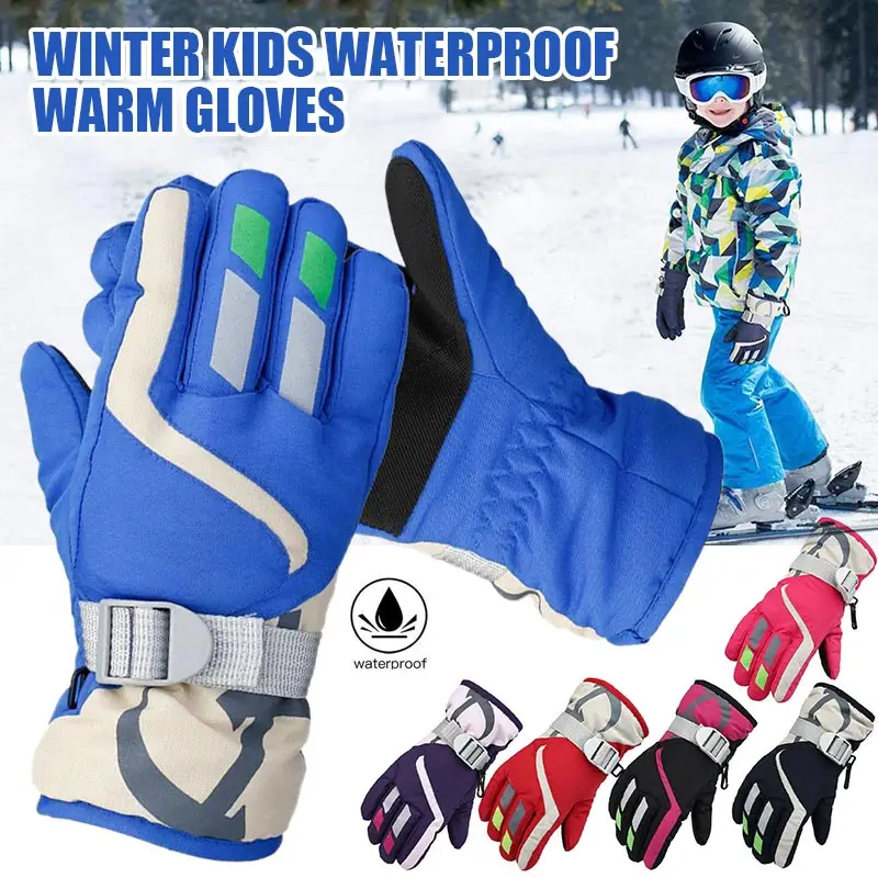 

1 пара ветрозащитные лыжные зимние перчатки профессиональные лыжные защитные перчатки для рук зимние уличные спортивные лыжные детские теплые варежки