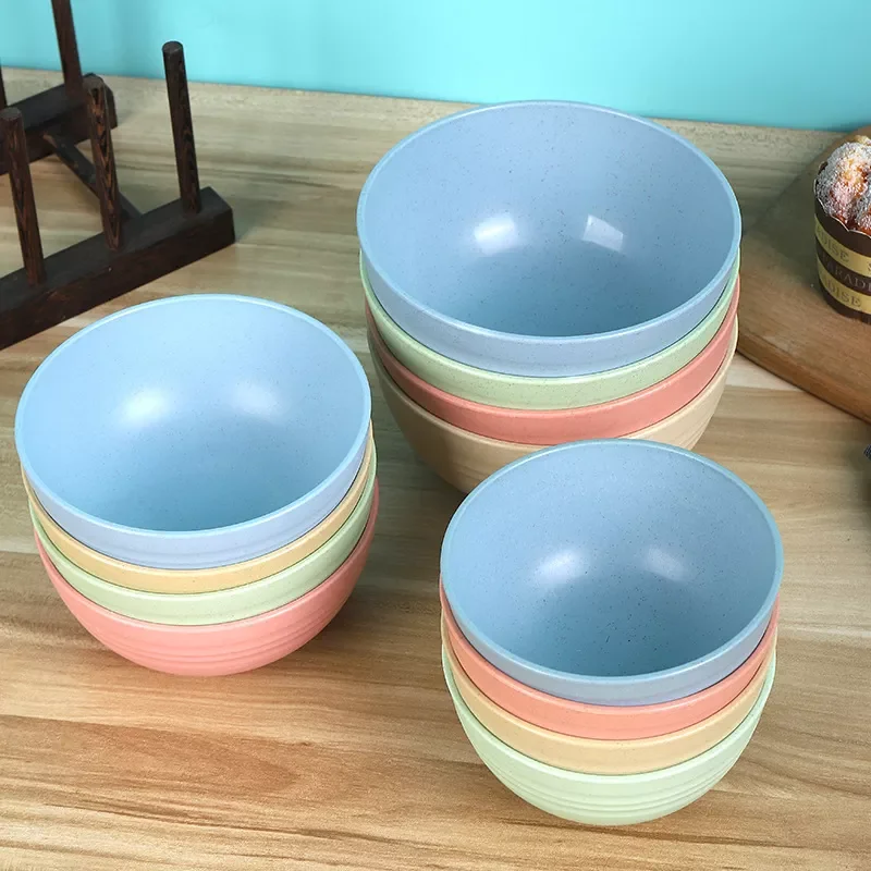 

New Straw Bowl Tableware Plates for Food Dishes for Serving Soup Dinnerware Single Plastic Not Fragile Eating Kids Bowl