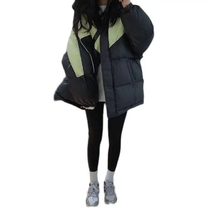 Winter Women's Cold Coat Parkas Color-block Hooded Padded Jacket Jacket Super Hot Bread Coat Cotton Coat Cheap Wholesale New