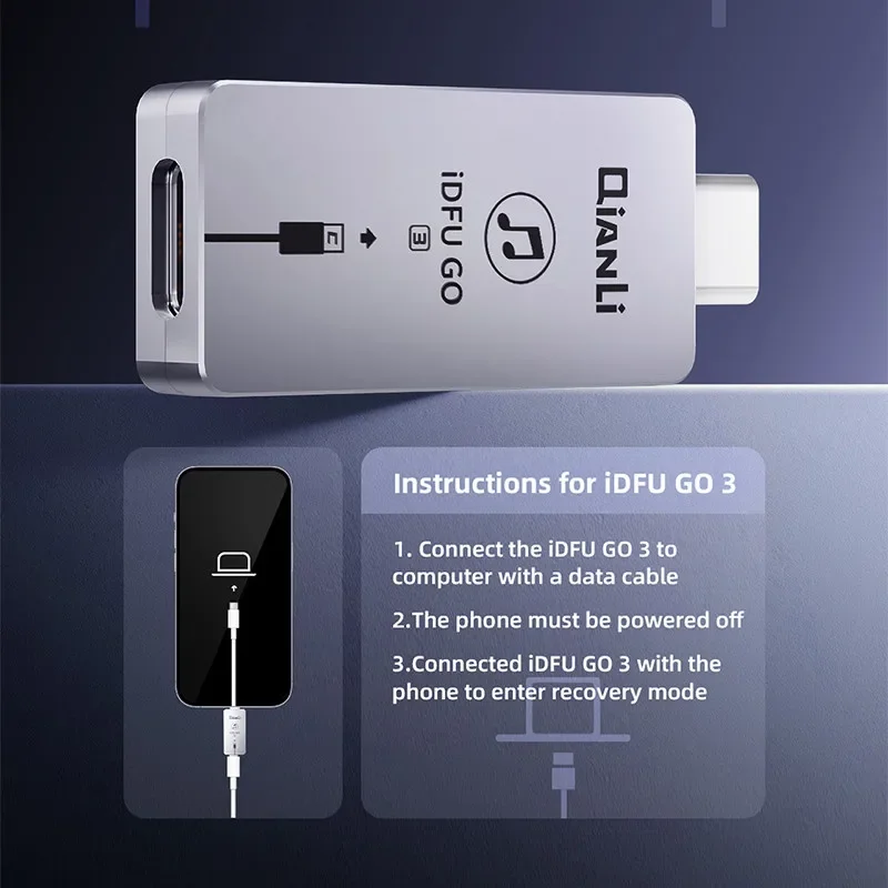 Фото QIANLI iDFU GO 2 3 усилитель быстрого восстановления для IP Pad Lightning /Type-C интерфейс, вход в режим восстановления Nand устройство записи данных №5