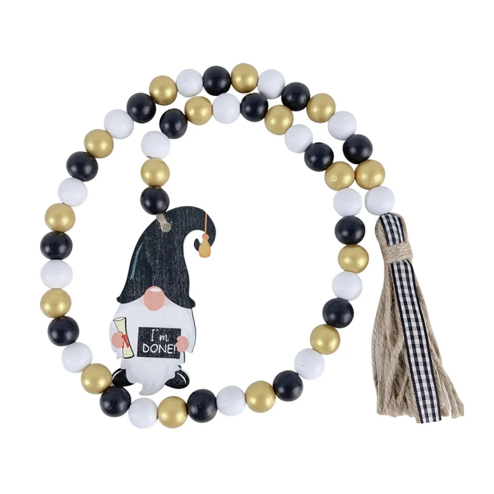 

2022 Graduation Wood Bead Garland Prayer Beads Garland Farmhouse Natural Wood Bead Decoration Rustic Wall Hanging Decor