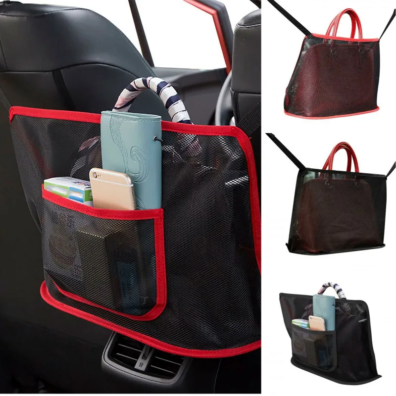 

Car Storage Net Bag Between Seats Car Styling Storage Bag Elastic Mesh Net Trunk Organizer Auto Accessories Car Gadget