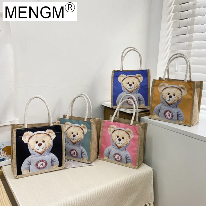 

Cute Bear Handbags Casual Totes Shoulder Bags Lunch Box Canvas Shopping Bags Dating Party Outdoor Walking Snack Pack
