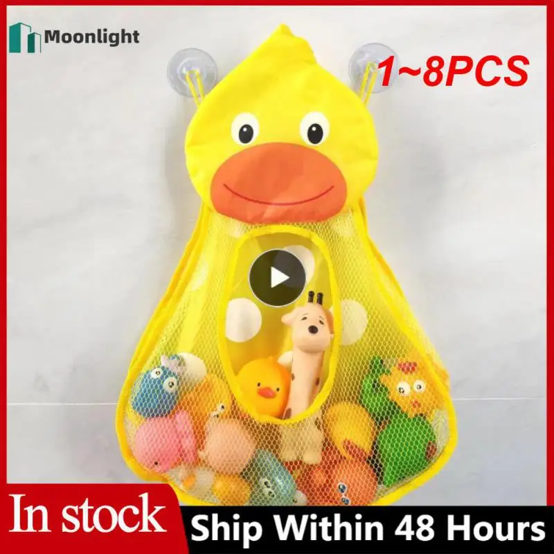 

1~8PCS Baby Bath Toys Cute Duck Frog Mesh Net Toy Storage Bag Strong Suction Cups Bath Game Bag Bathroom Organizer Water Toys